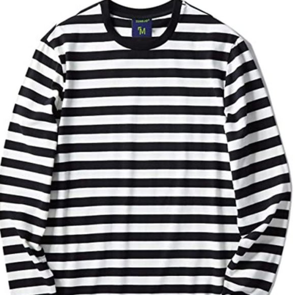 Sleeve T-Shirt Basic Pullover Stripe tee Shirt - Picture 1 of 1